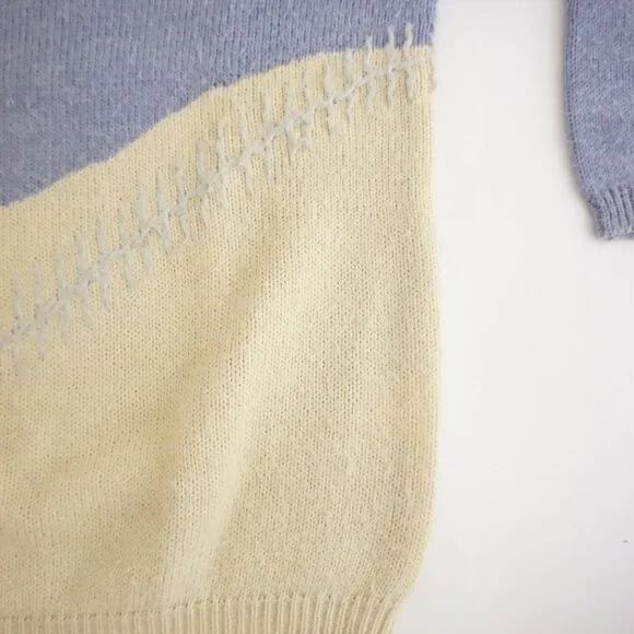 Vintage White Stag Blue Ivory Seagull Bird Scenic Crewneck Knit Sweater M - Picture 5 of 10